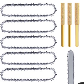 Saw Chains, 6 Inch Chainsaw Chain: Pack of 5 Chainsaw Chains, Drive Links, Universal Chain for Chainsaws, Compatible with All 6 Inch Mini Chainsaws, Carpentry with 3 Pieces Chainsaw Sharpener