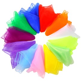 Fanshiontide Pack of 12 Juggling Cloths, 60 x 60 cm Square Colourful Dance Chiffon Cloths, Nursery Children's Show & Adult Performance Dance Cloths Scarves for Dancing, Juggling and Sensory