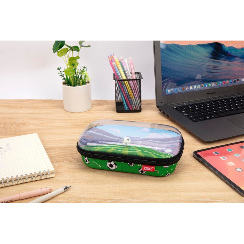 ZIPIT Clear Top Pencil Box for Boys | Soccer Pencil