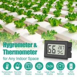 Set of 12 Vaikby Digital Indoor Thermometer Hygrometer, LCD Room Hygrometer Indoor, Temperature Humidity Meter Humidity Meter for Home Office Greenhouse