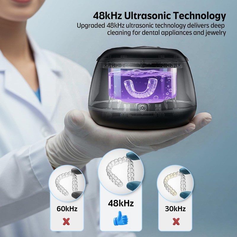 Ultrasonic Retainer Cleaner Machine 48kHz Denture and Aligner Cleaning Pod