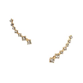 B Jewelry Collection Delicate Sparkler Crystal Ear Climber Pins Crawler Earrings (Gold)