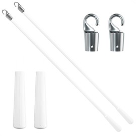 2 Pack Blind Wand, Vertical Blinds Replacement Parts with Hook and Grip, White Fiberglass Blind Tilt Wand, for Windows Curtain Door Shades Opener Accessory (17 inch)