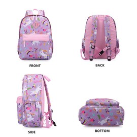 KK CRAFTS Preschool Backpack Kindergarten Little Kids Toddler Elementary School Backpacks for Boys and Girls with Chest Strap(15Inch, Purple Unicorn)