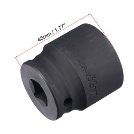 sourcing map 1/2" Drive by 32mm 6-Point Impact Socket, CR-V Steel 1.77" Length, Shallow Metric Sizes