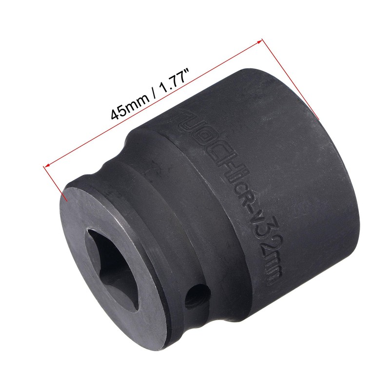 sourcing map 1/2" Drive by 32mm 6-Point Impact Socket, CR-V