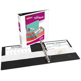 Avery Two-Tone Durable 3 Ring Binder, 1.5 Inch Slant Rings, Black/White View Binder (17287)