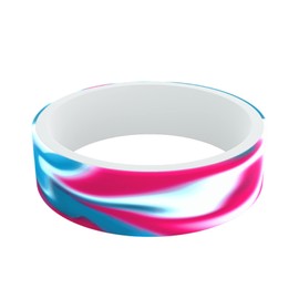 QALO Men & Women's Rubber Silicone Ring, Switch Miami, Rubber Wedding Band for Men & Women, Breathable, Durable Unisex Engagement Silicone Ring, 6mm Wide 1.85mm Thick, Tie-Dye & White, Size 11