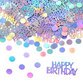 Happy Birthday Confetti, 30g Iridescent Party Confetti Glitter Table Scatter Iridescent Party Decorations for DIY Arts Crafting Baby Shower Birthday Parties