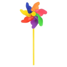 HARFINGTON Rainbow Pinwheels 12.2 Inch 7 Leaves Wind Plastic Windmill for Party Decorations Outdoor Decor Lawn Yard Garden Patio, Colorful