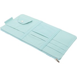 Organizador de Gafas para Coche Porta Gafas de Visera de Coche de PU Azul Multiusos para Tarjetas Billetes y Documentos