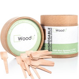 Disposable Wooden Spoons 2-3/4" 100 Pcs - Square End Tasting Spoons Perfect for Crafts and Sugar Scrubs - Ice Cream Spoons