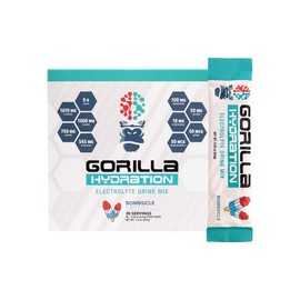 Gorilla Mind Hydration Packets - 3,073mg Electrolytes On The Go Convenient Drink Mix - Zero Sugar, Naturally Sweetened & Fasting Friendly - 30 Count:_30 Serving_Grape Cotton Candy