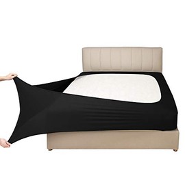 Mrs Awesome Stretch Jersey Box Spring Cover Wrap Around, Bed Skirt Alternative, Ultra Soft & Wrinkle Resistant, Full/Full XL, Black