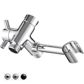 PDPBath Solid Brass Shower Arm 3 Way Shower Diverter Valve for Hand Held Showerhead and Fixed Spray Head, G1/2 Universal Connection - Chrome