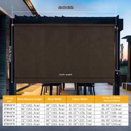 SUNOFF Outdoor Roller Shades，Cordless Patio Roller Up Blinds with Shade Cloth for Porch Gazebo Pergola Balcony Backyard，2 Poles & 1 Fabric，Mocha，48" Wx72 H
