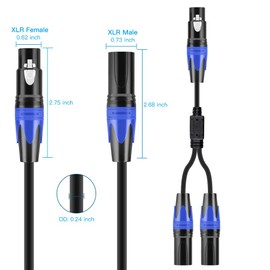 Seefeful (11.8 Inches / 2 Pack) XLR Splitter Cable, 1 XLR Female to 2 XLR Male Patch Y Cable, Balanced Microphone Splitter Cord Audio Adaptor