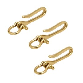 SHIDXIB 3Pcs Rustic Vintage Brass Keychain Stylish U Hook for Belt Loop Secure Wallet Chain Connector with Eye-Catching Bow Shackle Fish Hook Craft Ornament