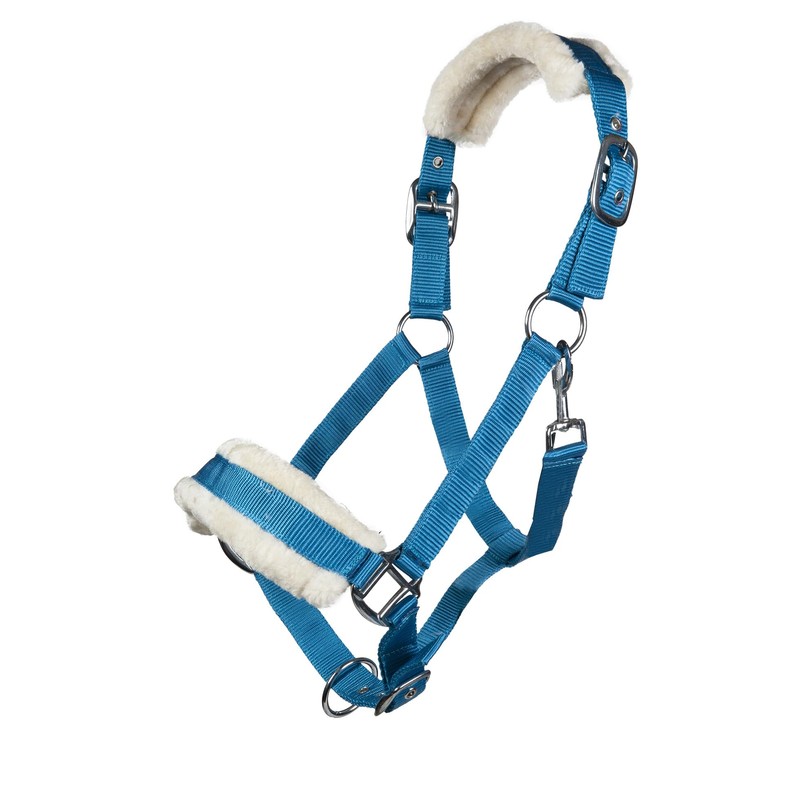 HKM 11796 Bischofshofen Headcollar Plush Padding Horse Halter Turquoise, Thoroughbred