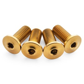 Terske Ultra-Low Profile Superlight Gold Anodized Titanium Bottle Cage Bolts: 4-Pack