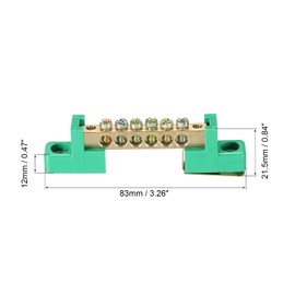 MECCANIXITY Terminal Ground Bar Screw Block Barrier Brass 6 Positions Green for Electrical Distribution Pack of 2