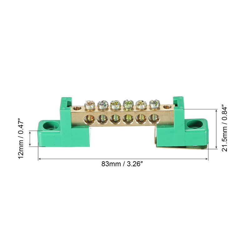 MECCANIXITY Terminal Ground Bar Screw Block Barrier Brass 6 Positions