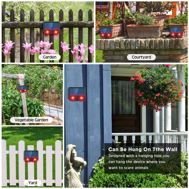 Qualirey 4 Pack Solar Ultrasonic Cat Repellent Outdoor Deer Repellent