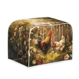 Lotusorchid Rooster Toaster 4 Slice Cover Dust for Kitchen, Daisy Anti-Sputtering Bread Cover Washable Bread Maker Cover Dust Cover, Elastic Bread Toaster Cover, Gift for Women, Multicolor