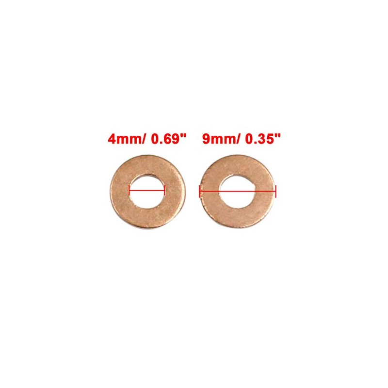 sourcing map 100pcs 4mm Inner Copper Washers Flat Sealing Rings