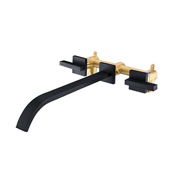 BEIYI Wall Mount Tub Filler Matte Black Bathtub Faucet High