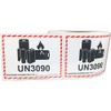 UN3090 Caution Lithium Battery Labels 3.25 x 4.25 Inch 500