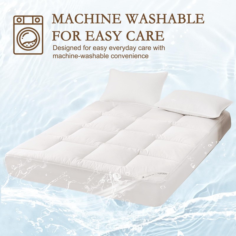 YOUR MOON Wool Mattress Pad Twin,51% Australian Wool, 500GSM-White