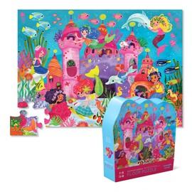 Crocodile Creek 36-Piece Jigsaw Floor Puzzle - Fun Floor Puzzles for Kids Ages 3-5 - Heavy-Duty Shaped Box for Storage - Mermaid Palace - 27" W x 20" H Finished