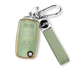 MILD EAST for VW Car Key Fob Cover with Keychain, Soft TPU Car Key Case Shell for Volkswagen Beetle CC Eos Golf GTI Jetta Passat Tiguan Touareg 2011 2012 2013 2014 2015 2016