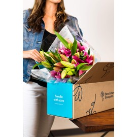Benchmark Bouquets - 8 Stem Pink Oriental Lilies (Glass Vase Included) - Fresh Flowers for Delivery - Gift for Graduation, Birthday, Anniversary, Sympathy, Get Well, Congratulations