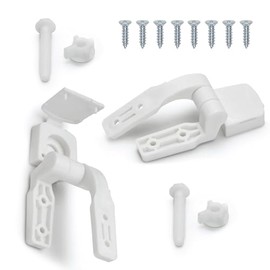 White Plastic Toilet Seat Hinge Replacement with Bolts, Screws, and Nuts, Universal Toilet Seat Bracket Hardware for Replacement and Repair