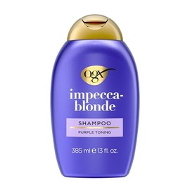 OGX, Shampoo Tonificante Morado, Corrige el Tono Rubio, Amarillento o Cobrizo, Ingredientes Botánicos, 385 ml