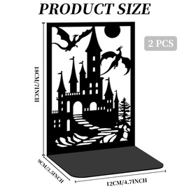 ACRNIGHEET 2 Pieces Metal Bookends for Shelves Dragon Bookends Decorative Heavy Duty Book Ends for Heavy Books Unique Gifts Book Ends for Home Office 4.7"x3.5"x7"