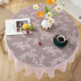 champracer Tablecloth, Lace Tablecloth Washable Lace Round Tablecloth Boho Vintage White Floral Pattern Table Cloth for Garden Balcony Home Wedding Festival Decoration (B, Round 120 cm)