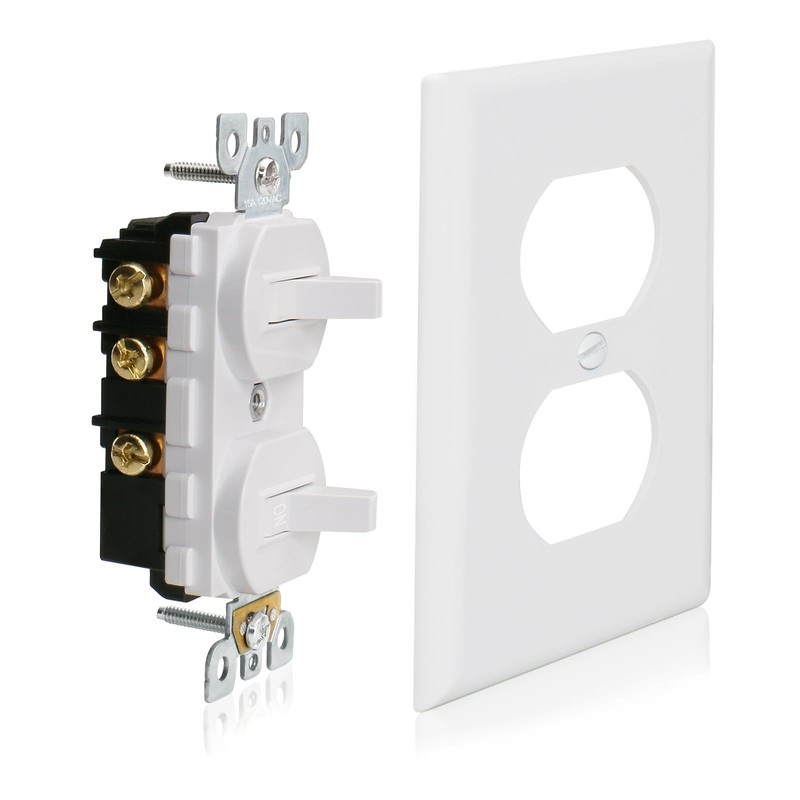 Baomain 2-Pack Double Toggle Light Switch with Wall Plate,15 Amp