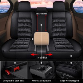 RAWAKORW Car Seat Covers Full Set Fit for Kia Sportage 2009-2024 2025 Winter Luxury Automotive Cushion Protector with Airbag Compatibility(5 Seat,Black)