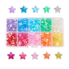 UR URLIFEHALL 250 Pcs 10mm Transparent Acrylic Beads AB Colour Star Loose Spacer Beads for DIY Necklace Bracelet Jewellery Craft Making