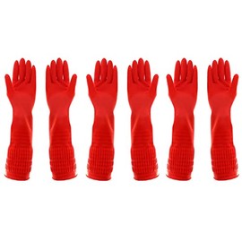 3 Pairs Heavy Duty Rubber Gloves with Extra Long Cuffs, Durable Kitchen Gloves with Non-slip Grip, Car Washing Gloves Suitable for Dish washing, Household Cleaning, Gardening, Size L