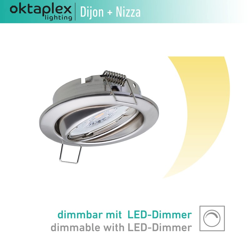 6 x Octaplex Recessed Spotlights Dimmable Dijon Swivelling - LED