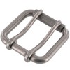 Buckleguy.com B7357 Nickel Matte, Double Prong Roller Buckle, w/Textured Roller,