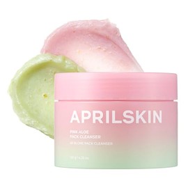 APRILSKIN Limpiador facial de aloe rosa | Exfoliación suave con exfoliante de frijol y soja | Elimina el maquillaje impermeable y el protector solar |