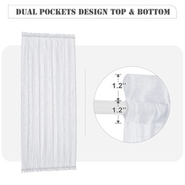 PONY DANCE Samll Curtains for Front Side Door, Privacy Linen Textured Window Treatment Semi Sheer Blinds for Sliding Glass Door, W12 x L72 Inches, White, 1 Panel