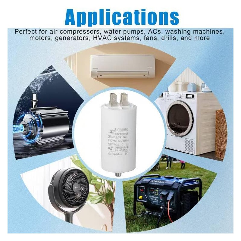 CBB60 Run Capacitor 450V AC Double Insert 50/60Hz for Air