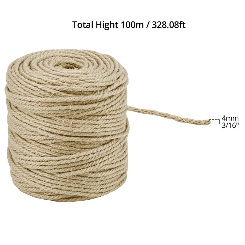 QWORK® 100M Garten Juteschnur, 4 mm Hanfseil, für Geschenke verpacken,