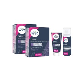 Veet Expert Intimate Hair Removal Set - Pack of 2 Hair Removal Cream for Intimate Areas Including Multi-Benefit Foam - 2 x 2 x 50 ml